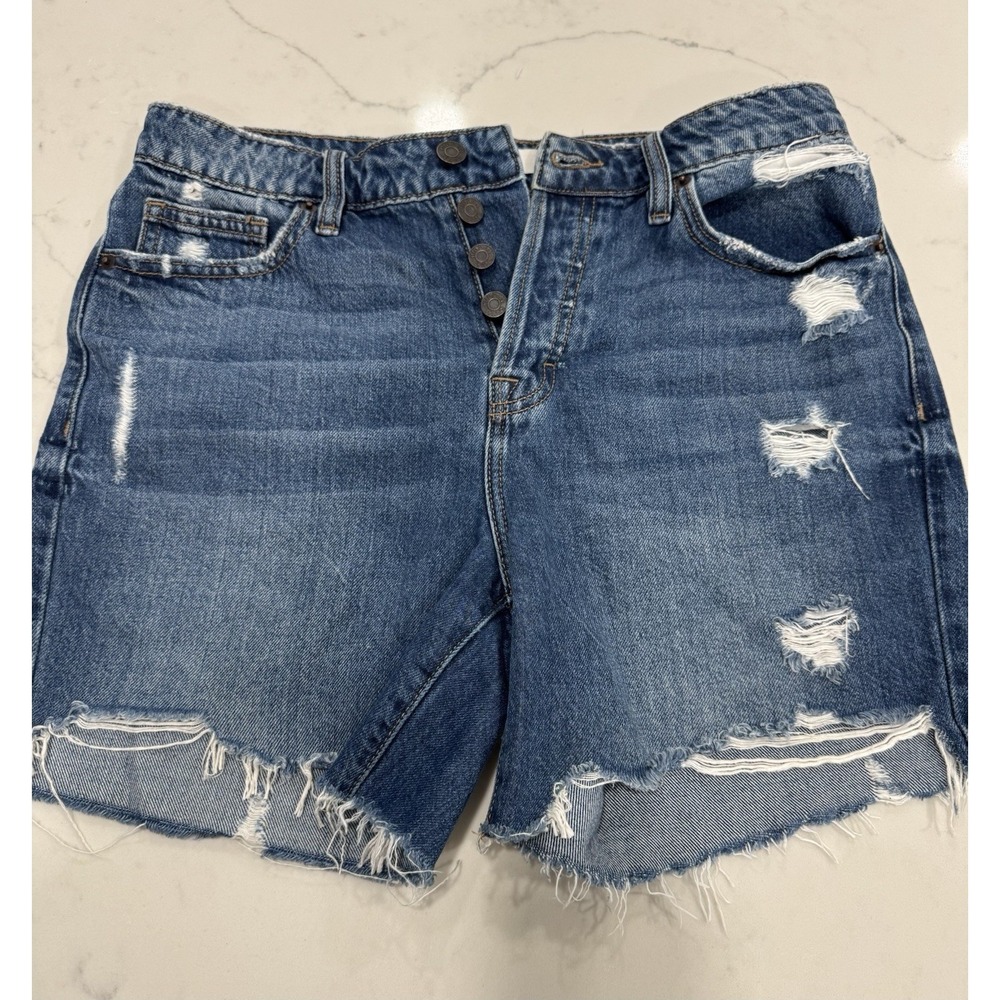 Women's HIDDEN button Front Denim Shorts Med (30) Distressed 5 In Inseam